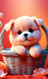 a small stuffed animal in a basket