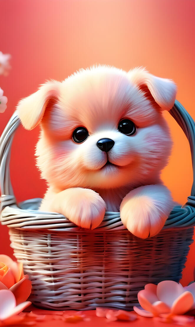 a small stuffed animal in a basket
