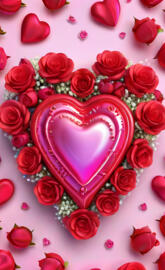 a heart shaped cake with pink roses