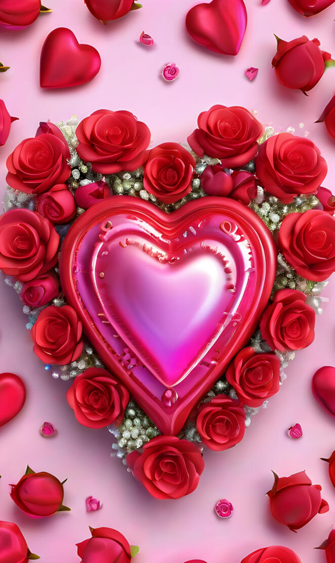 a heart shaped cake with pink roses