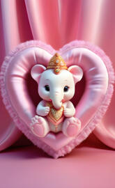 a pink and white stuffed animal