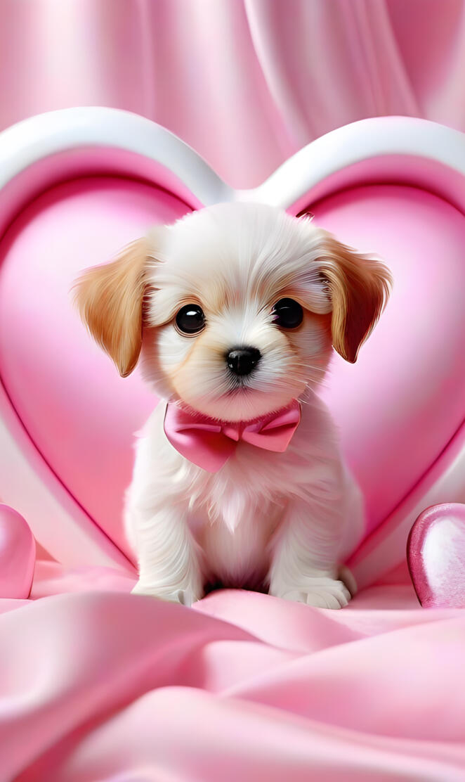 a small dog in a pink chair