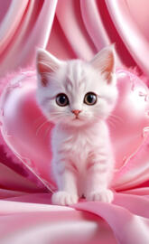 a cat sitting on a pink blanket