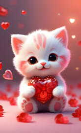 a cat with a heart on its chest