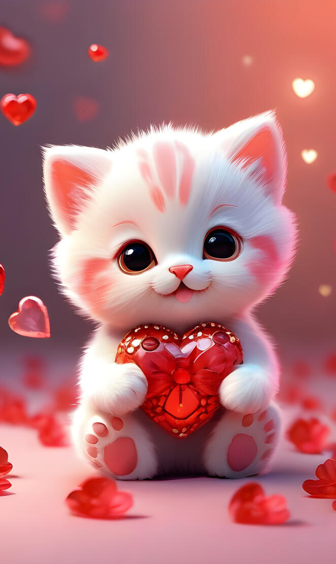 a cat with a heart on its chest