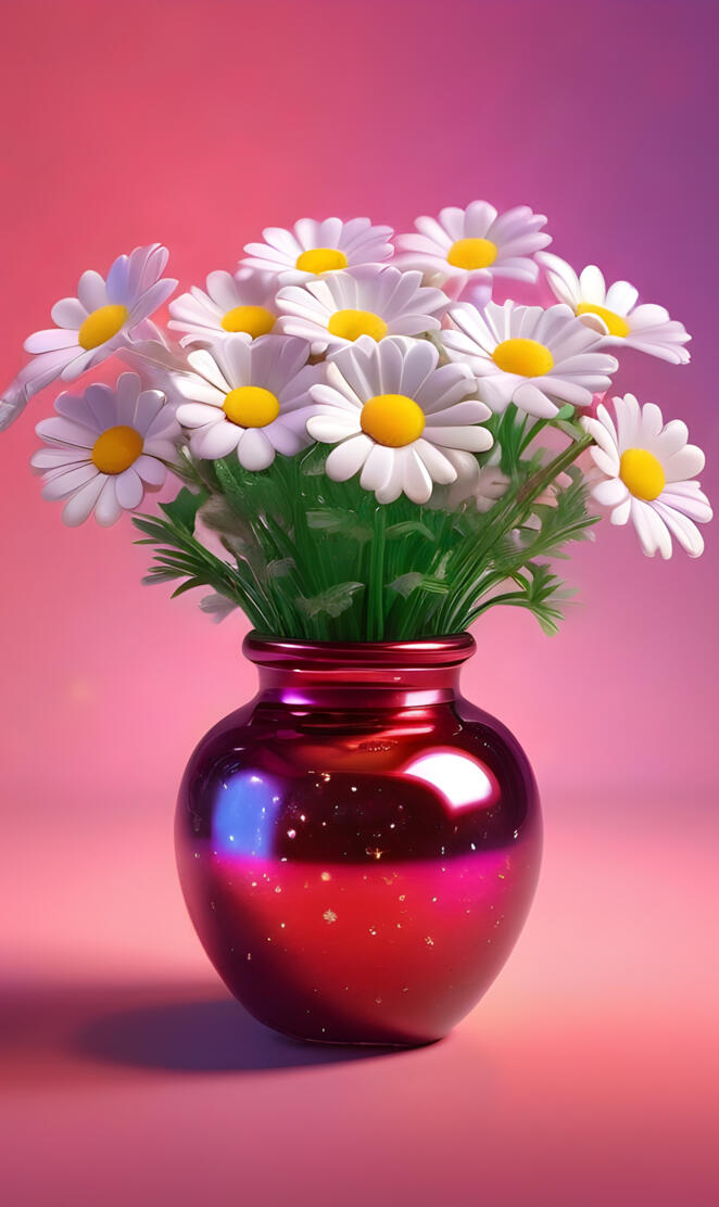 a vase with white flowers