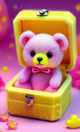 a stuffed animal in a box