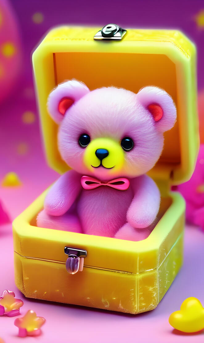a stuffed animal in a box