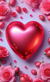 a heart shaped balloon with pink roses