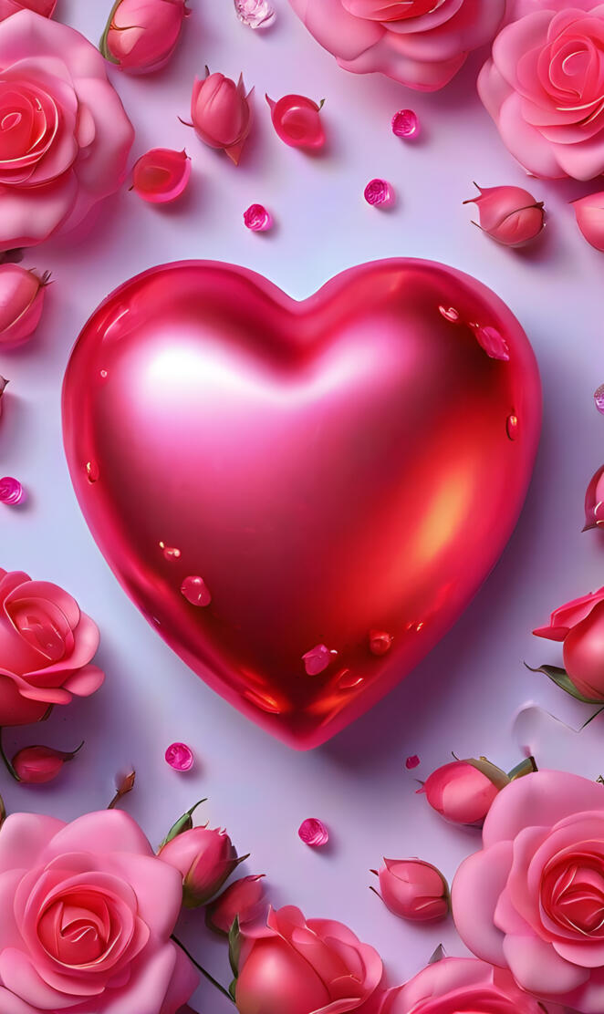 a heart shaped balloon with pink roses