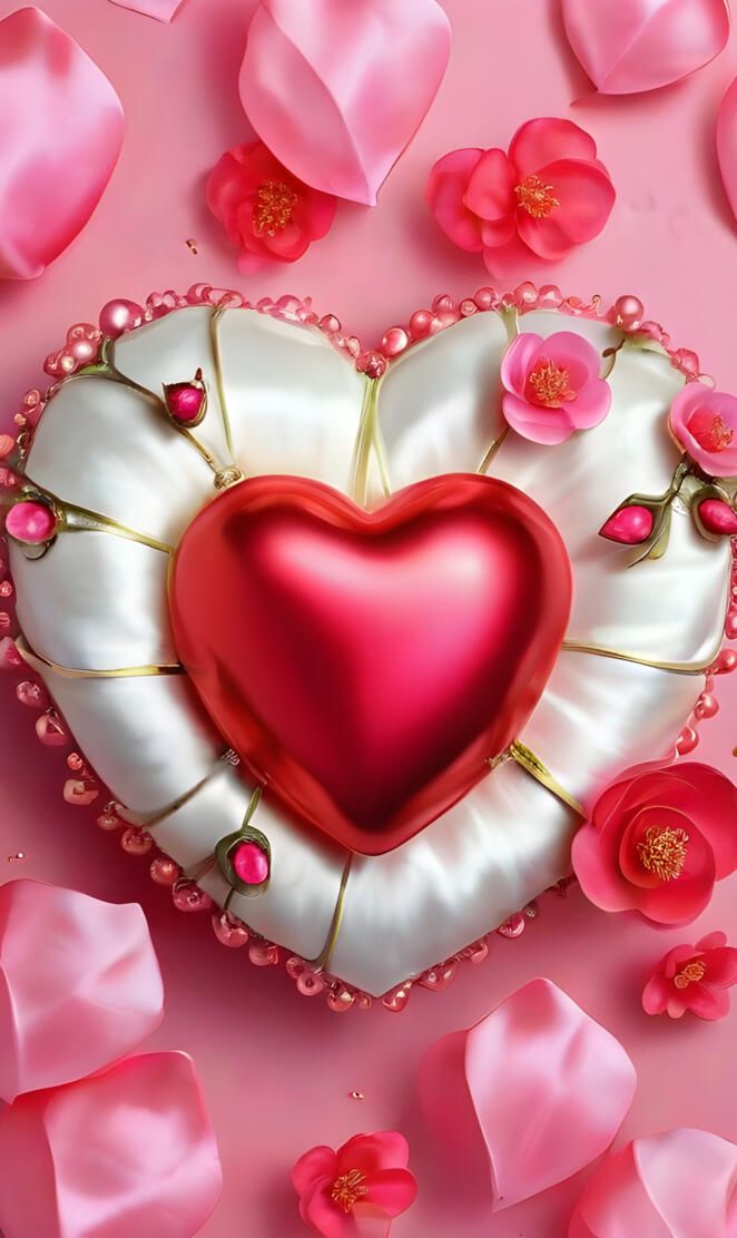 a heart shaped cake with pink frosting and a pink flower