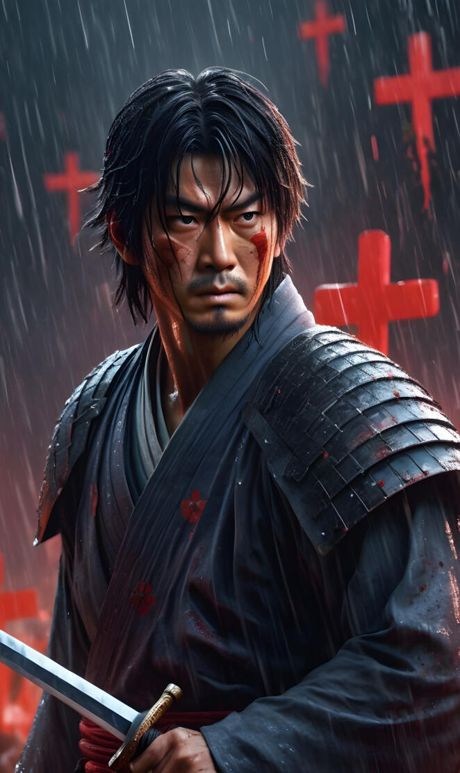 Swordsman in the rain