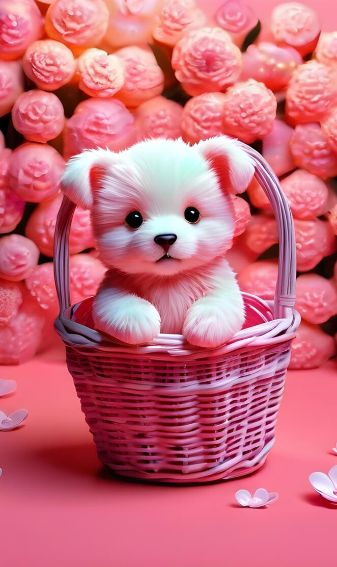 a small white kitten in a basket