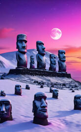 Easter Island covered in snow