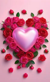 a pink rose with green leaves