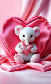 a stuffed animal on a pink blanket