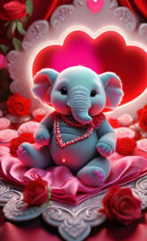 a stuffed animal in a basket of roses