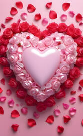 a heart shaped cake with pink roses