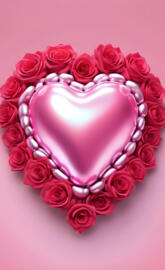 a pink and white cake with roses