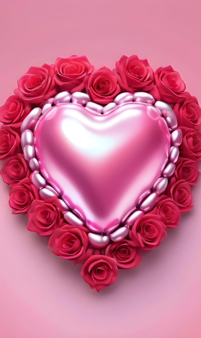 a pink and white cake with roses