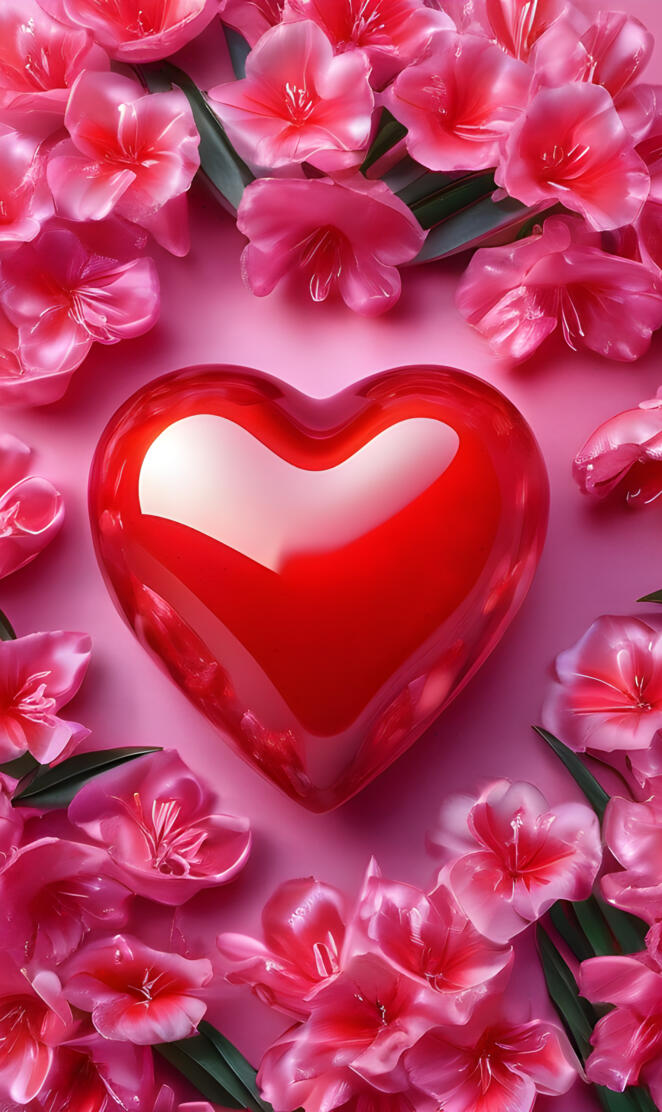 a red cup with pink flowers