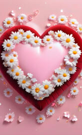 a red surface with white flowers