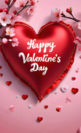 a heart shaped cake with cherry blossoms