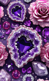 pink and purple geodes rose and hearts