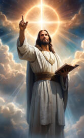 Jesus Christ points to heaven