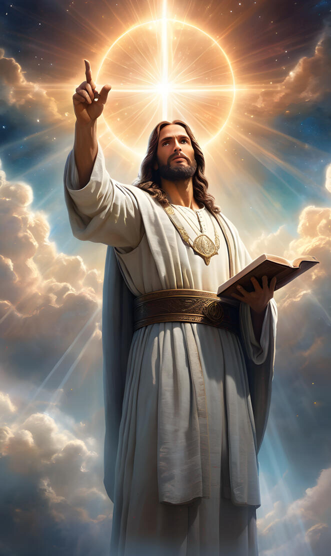 Jesus Christ points to heaven