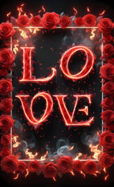 Love with rose frame