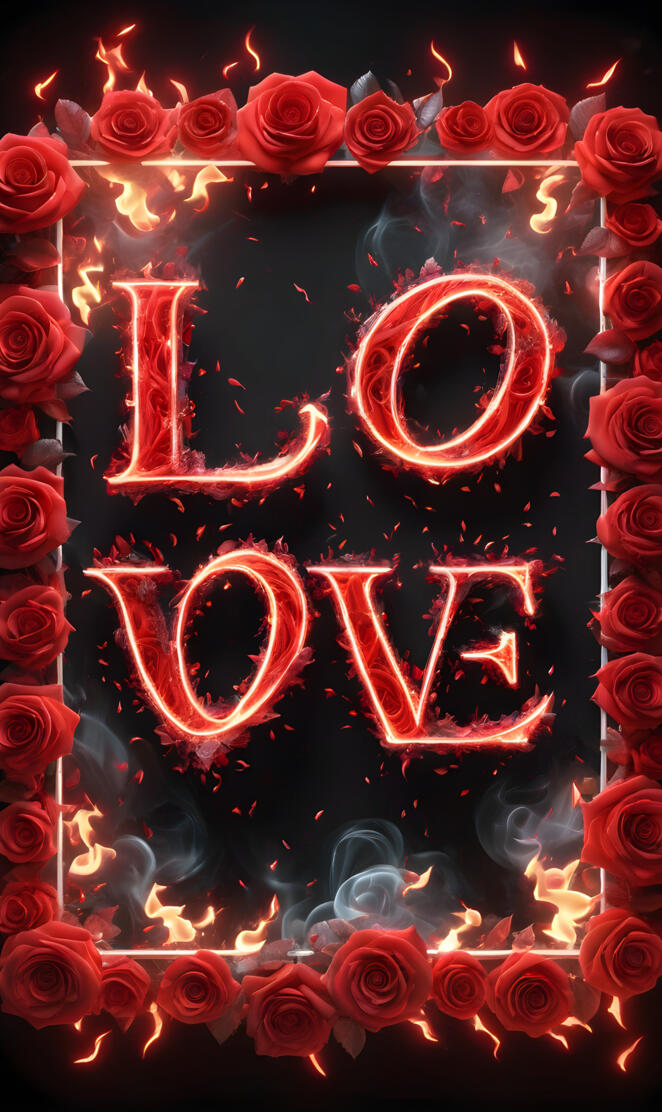 Love with rose frame