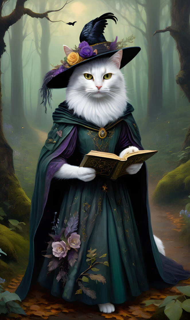 Cat Witch in the Forest