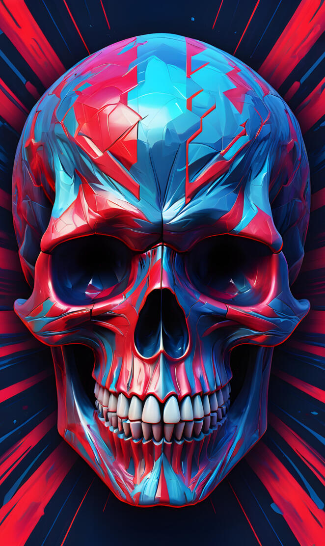 "Neon Fracture: Glitch Skull"