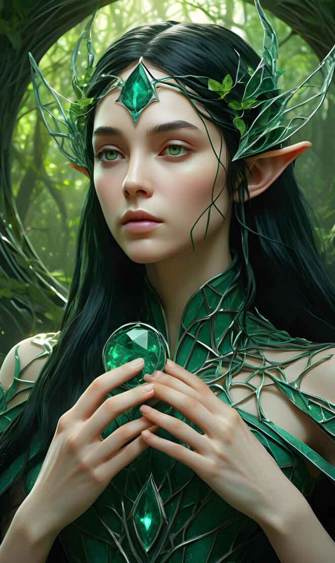 a woman with green hair