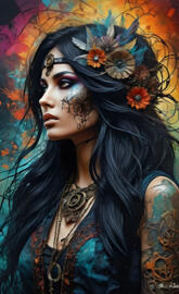 a woman with a flower crown