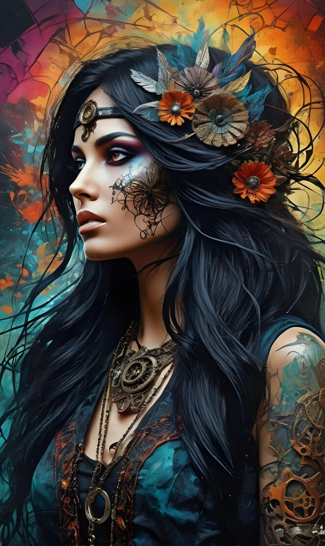 a woman with a flower crown