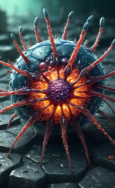 a red and black spider