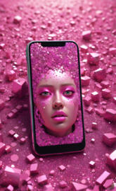 a cell phone with a face on it