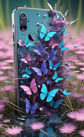 a cell phone with a picture of a butterfly on it
