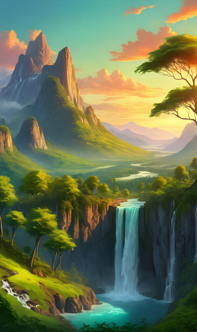 a waterfall in the mountains