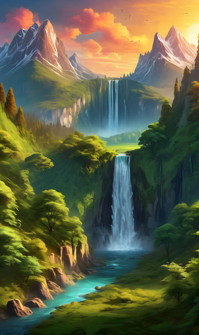 a set of waterfalls in the mountains