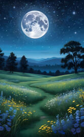 Night Sky and Rolling Hills