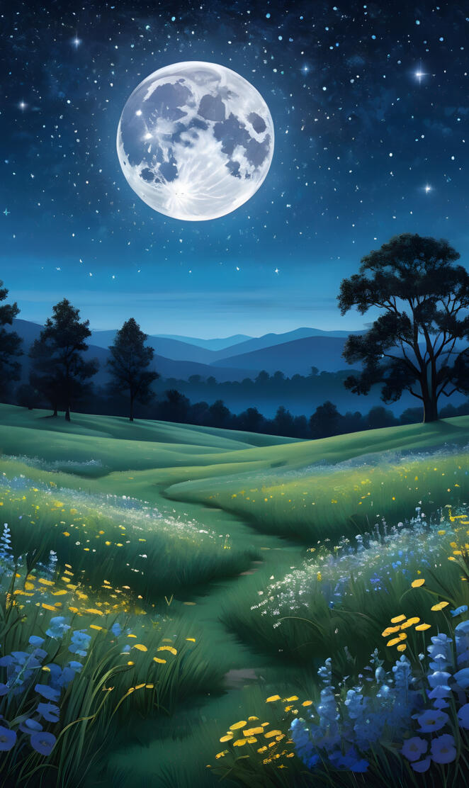 Night Sky and Rolling Hills