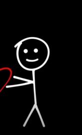 Stick figure half heart