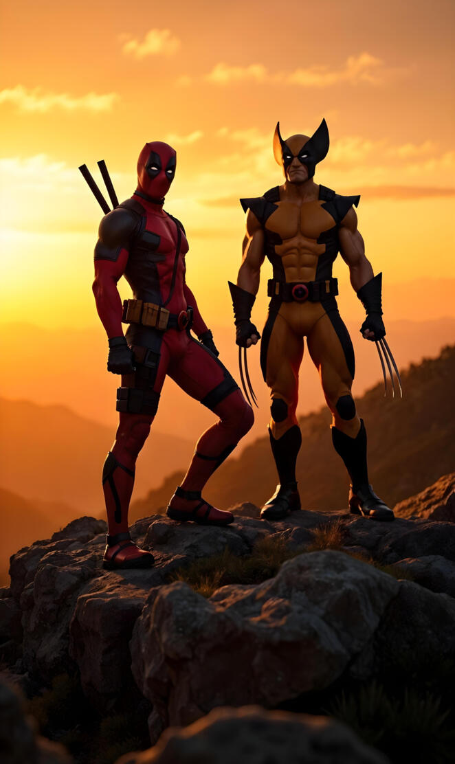 Deadpool and Wolverine at Sunset