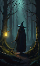 a person in a robe and a bird on a tree