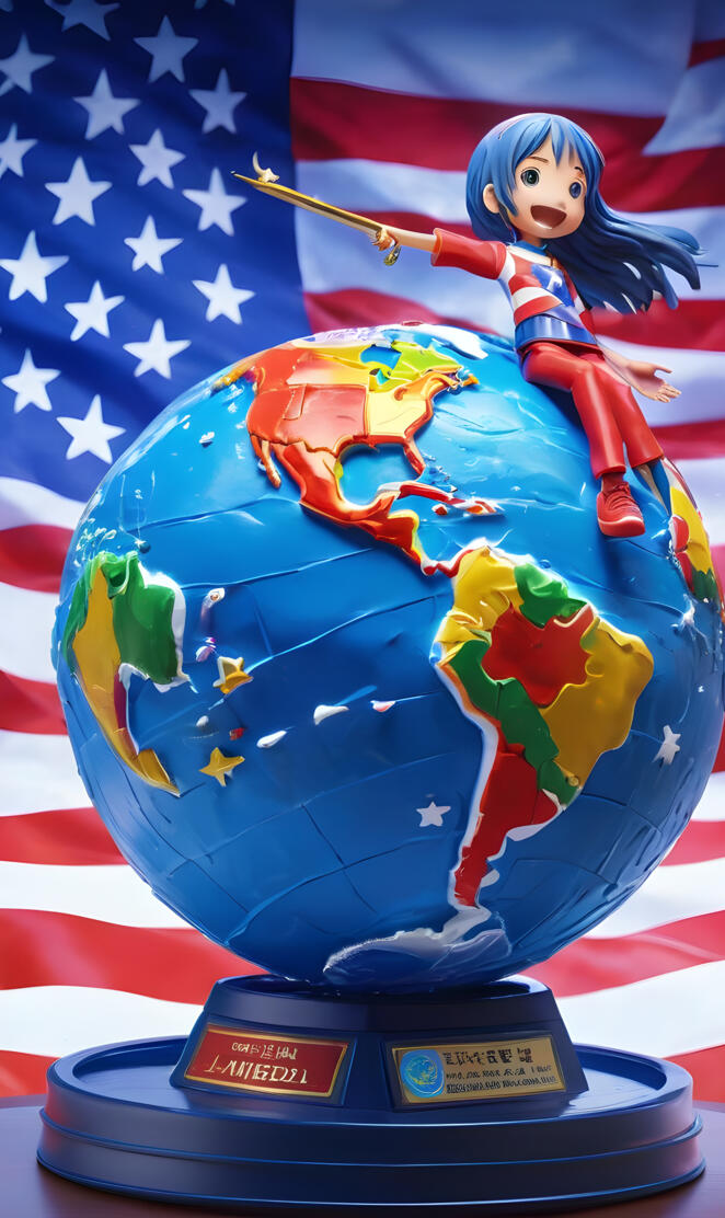 a toy figure holding a flag