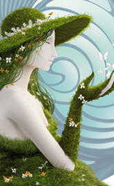 A captivating minimalist illustration of a female figure