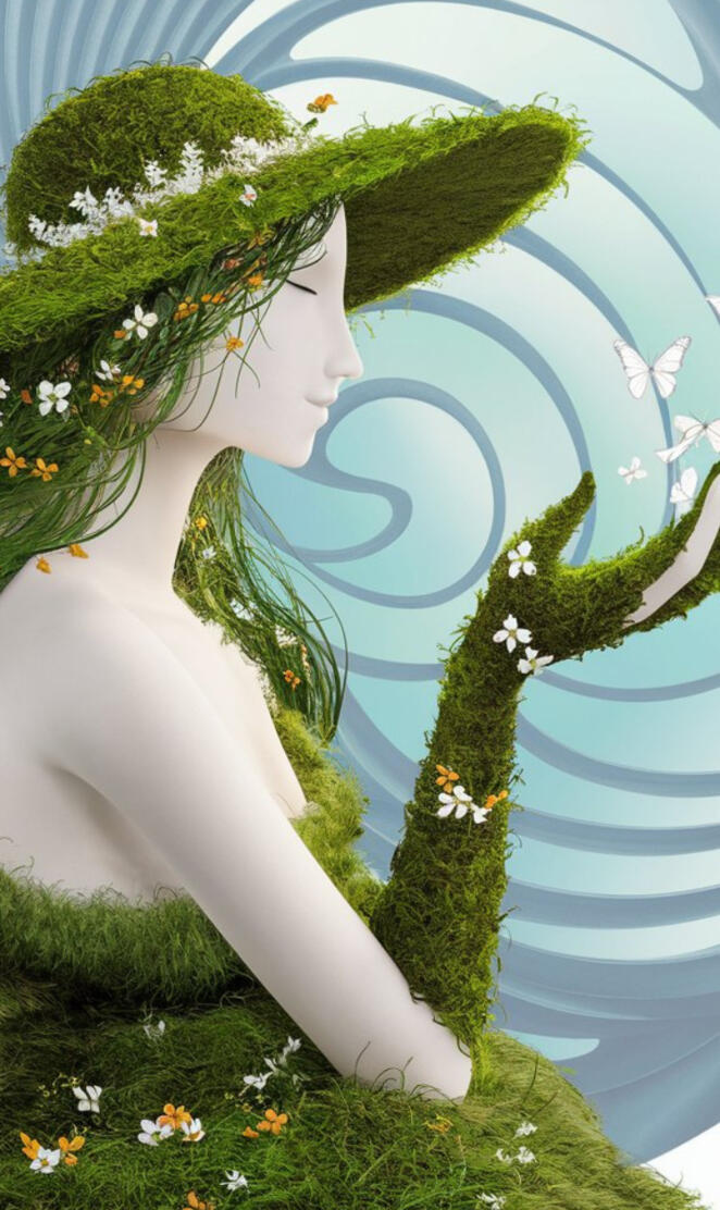 A captivating minimalist illustration of a female figure